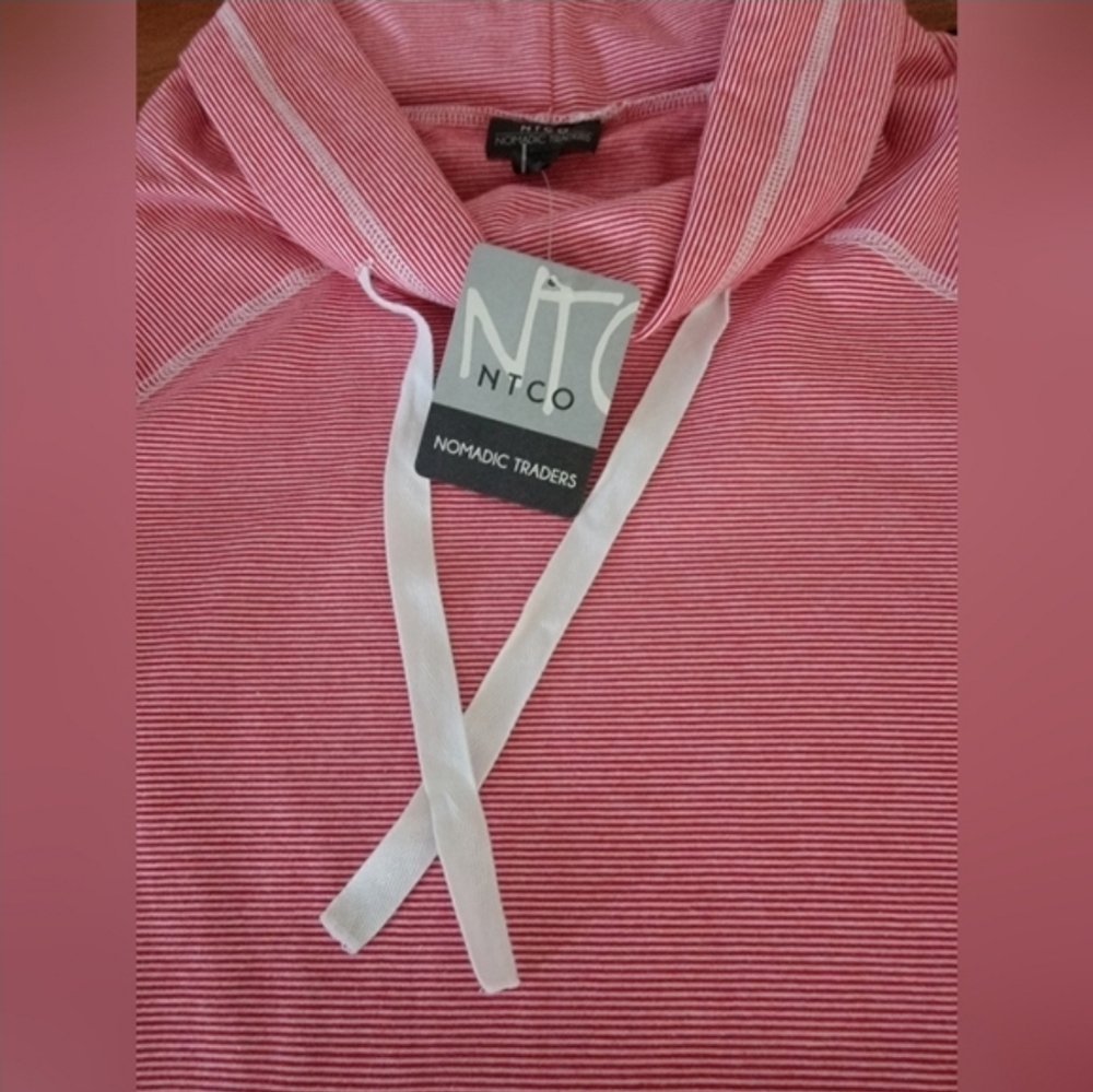 Nomadic Traders Nautical Red White Stripe Pullover Light Hoodie - Picture 13 of 16